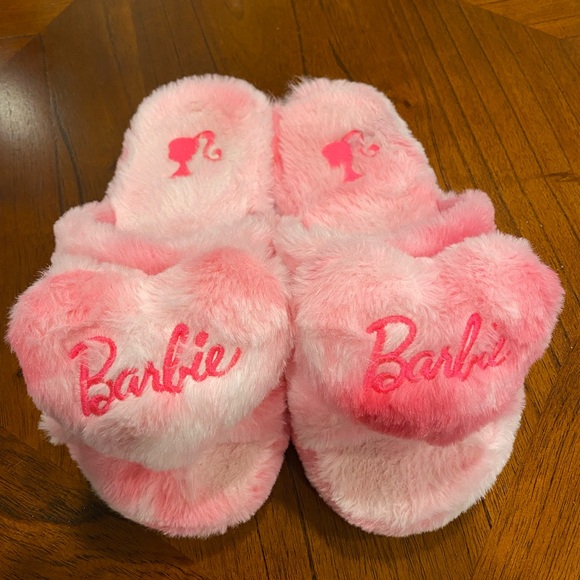 Barbie Pink Plush Slippers - Picture 1 of 2